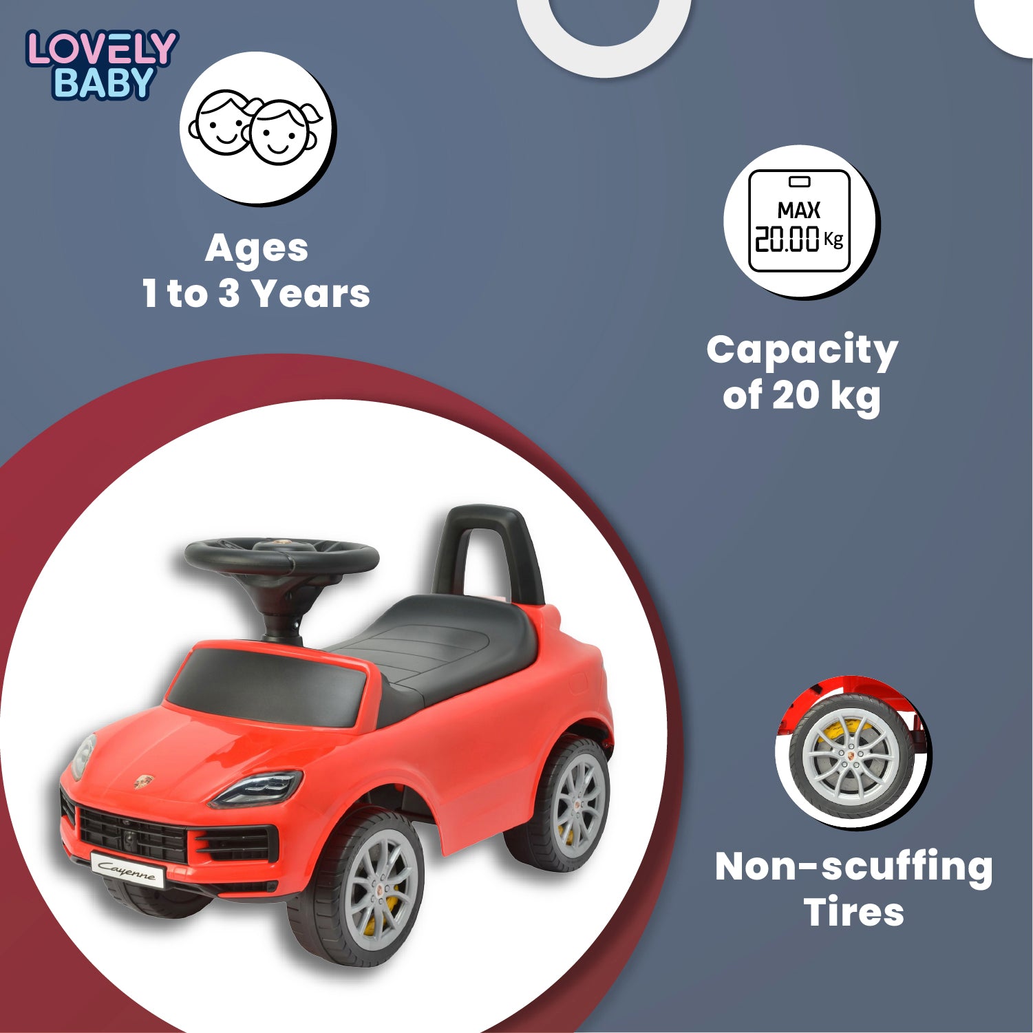 Lovely Baby Porsche Cayenne Kids Ride On Car - Red - lifestyle view
