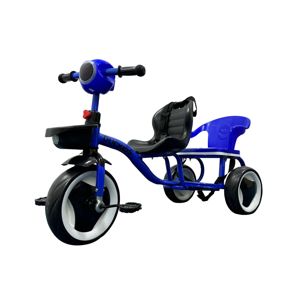 Lovely Baby Lovely Baby 2-Seater Kids Tricycle with Interactive Lights & Music - Blue - lifestyle view