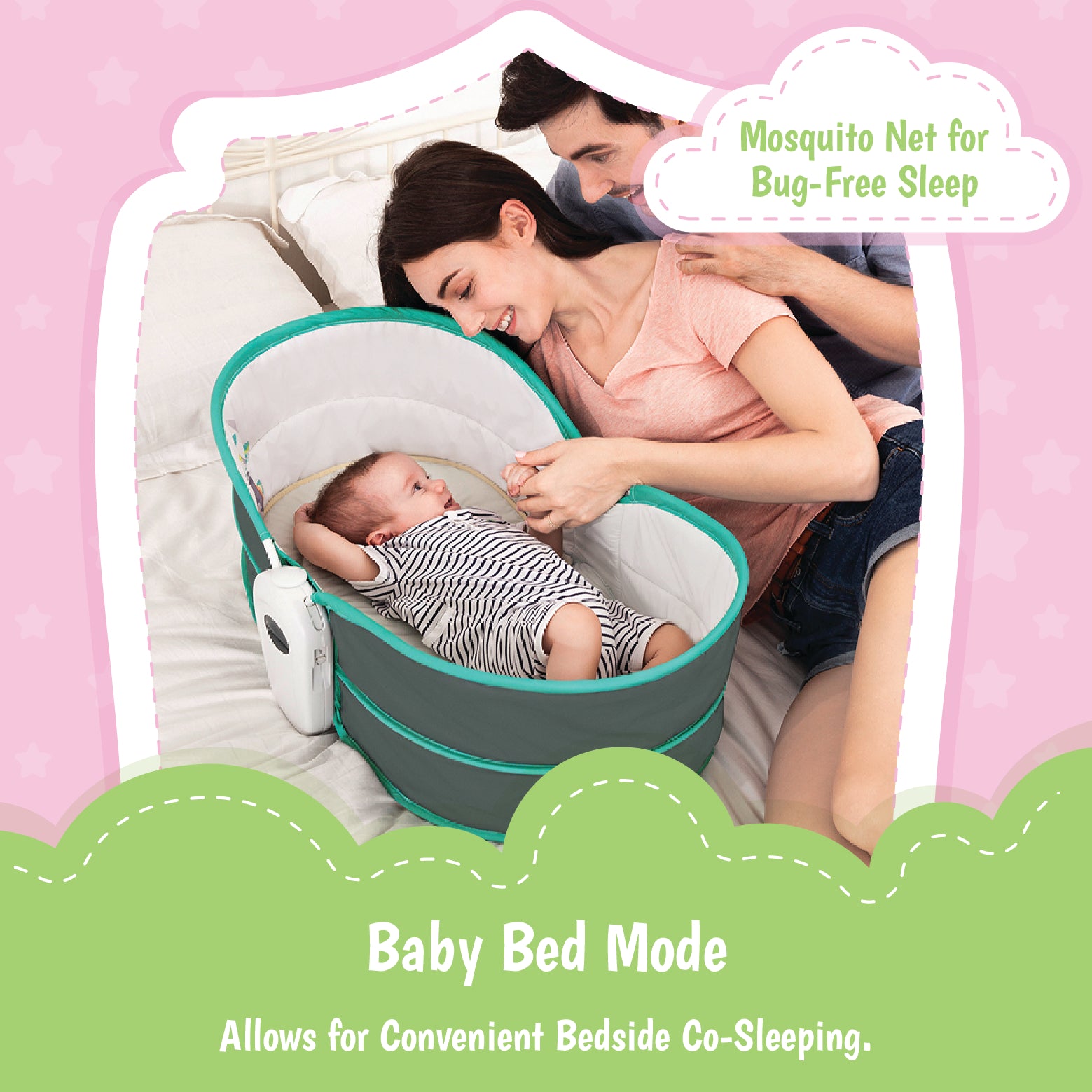 Mastela 5 In 1 Rocker & Bassinet for Infants - Green