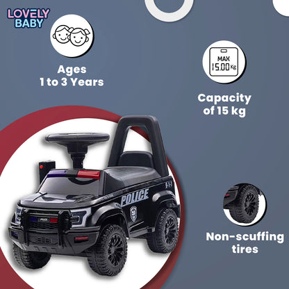Lovely Baby Lovely Baby Police Patrol Kids Ride-On Push Car - Black - additional view 5