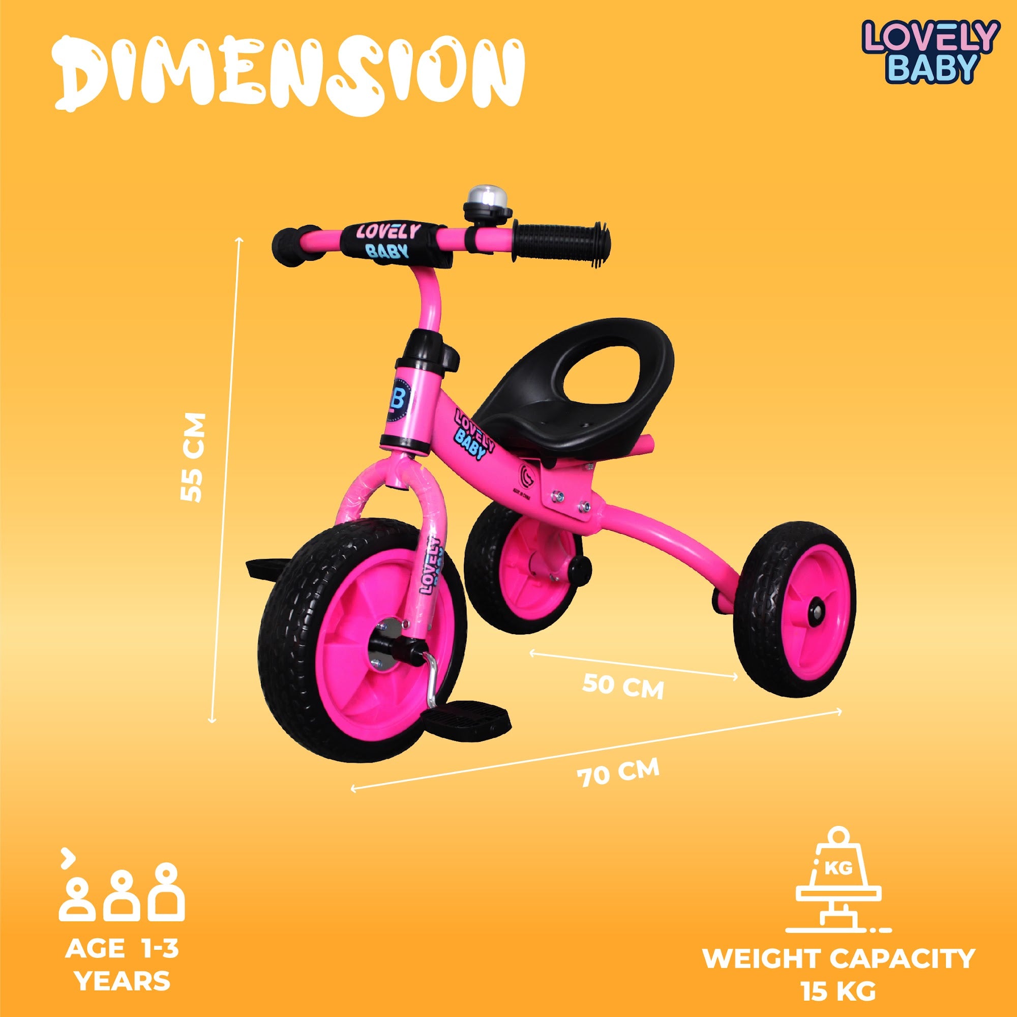 Lovely Baby Lovely Baby Ergonomic Toddler Tricycle with Durable Steel Frame - Pink - lifestyle view