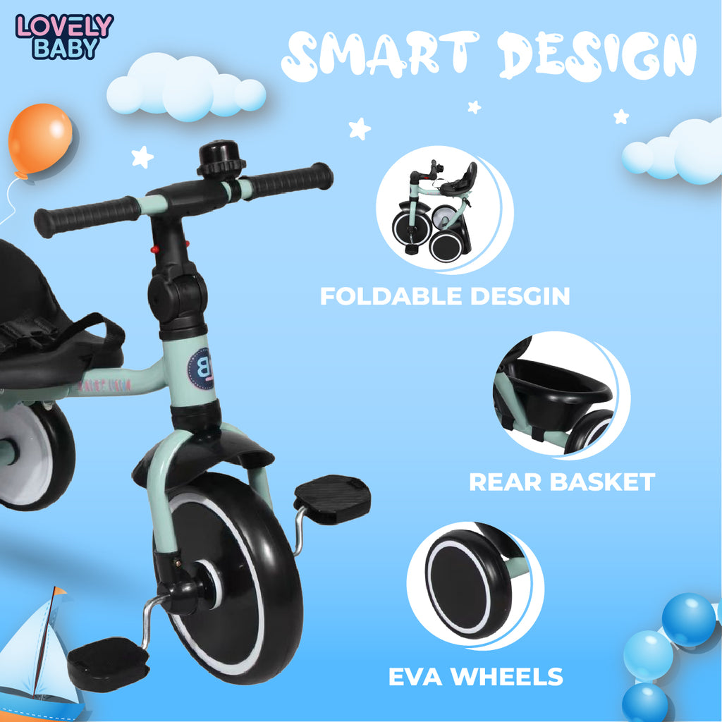 Lovely Baby Lovely Baby Foldable Toddler Tricycle with Seat Belt & EVA Wheels - Pink - alternate angle