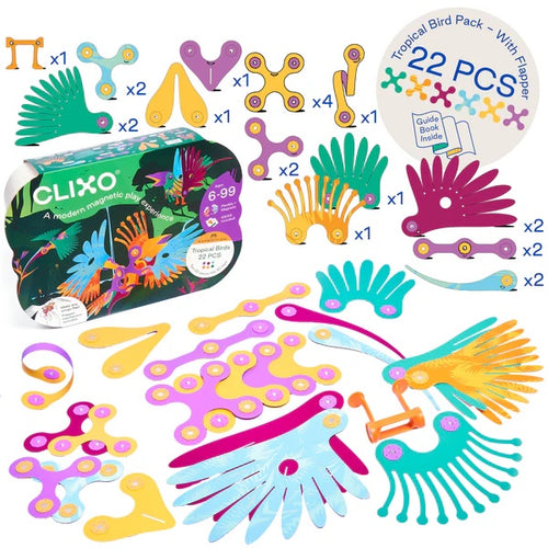 Clixo Tropical Birds Pack - 30 Piece Magnetic Building Set