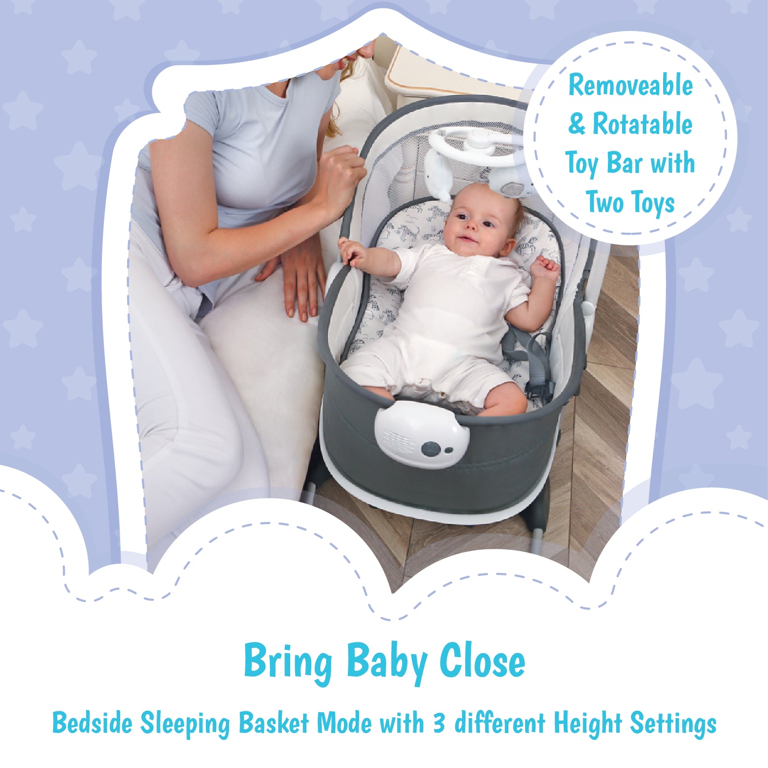 Mastela 6-in-1 Deluxe Multi-Functional Bassinet - White