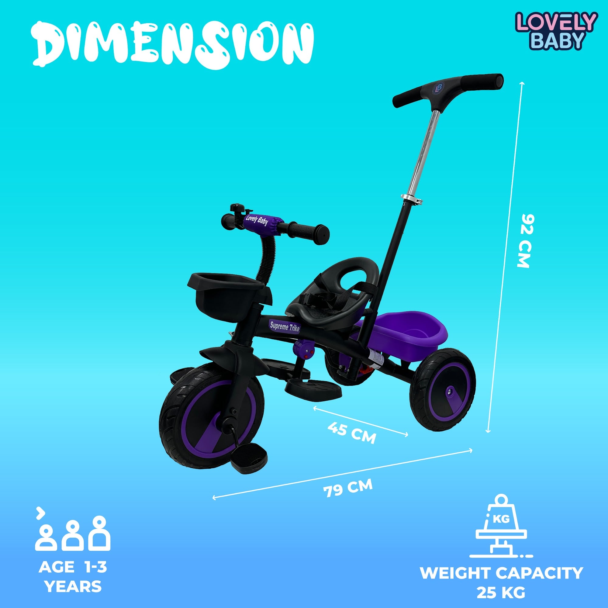 Lovely Baby Lovely Baby - Luv Lap Kids Tricycle - Purple - additional view 9