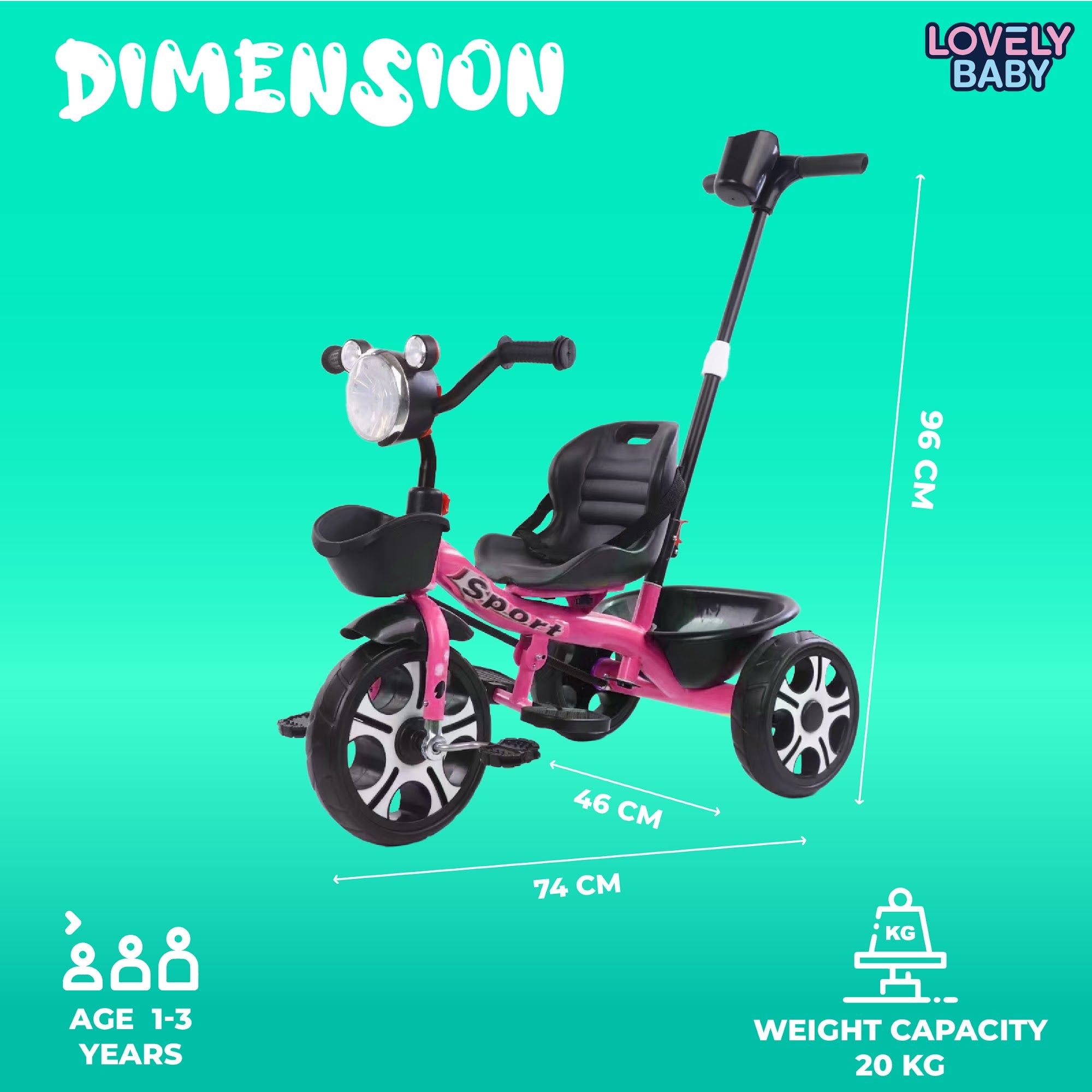 Lovely Baby Lovely Baby Kids Smart Tricycle - Pink - additional view 5