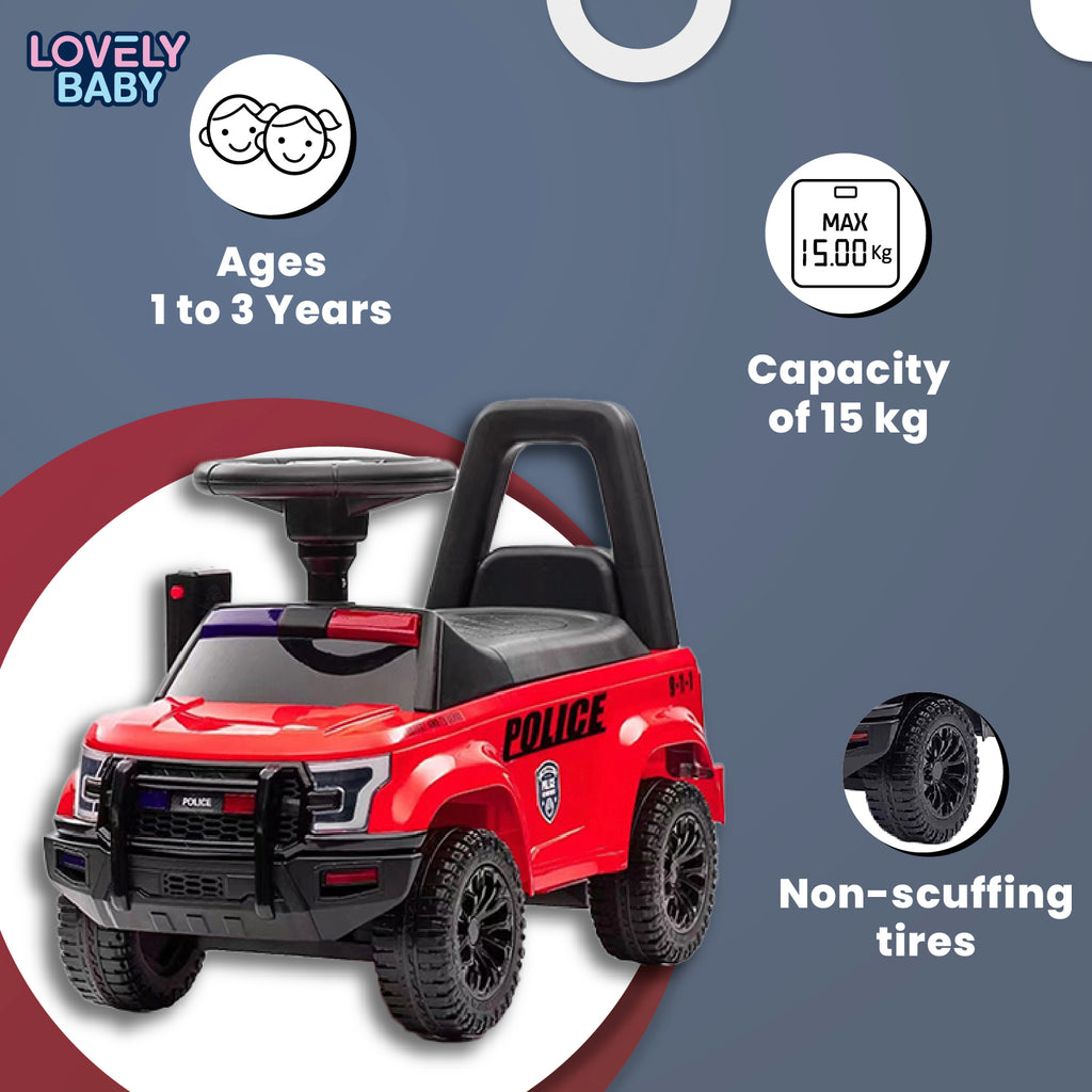 Lovely Baby Lovely Baby Police Patrol Kids Ride-On Push Car - Red - additional view 5