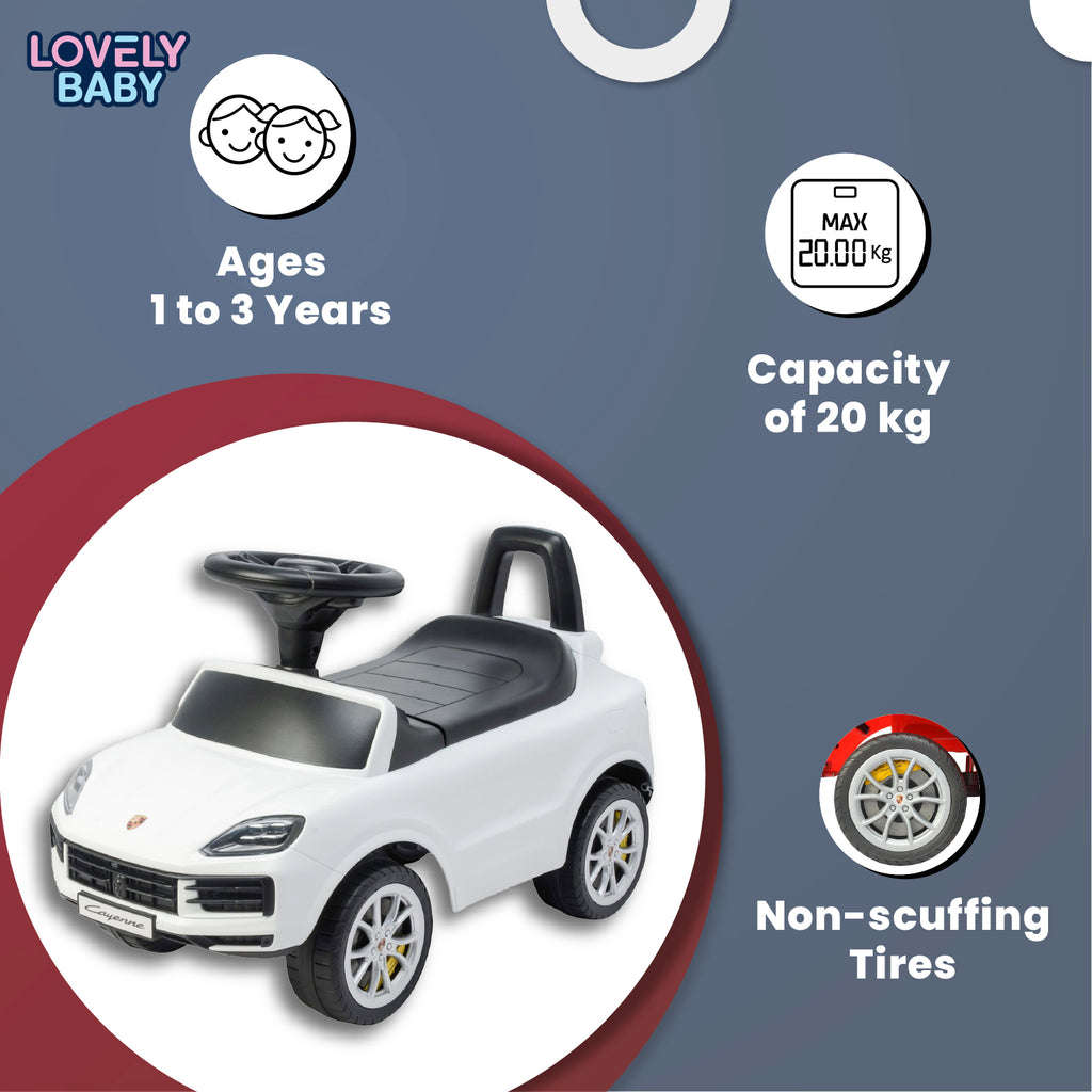 Lovely Baby Porsche Cayenne Kids Ride On Car - White - lifestyle view