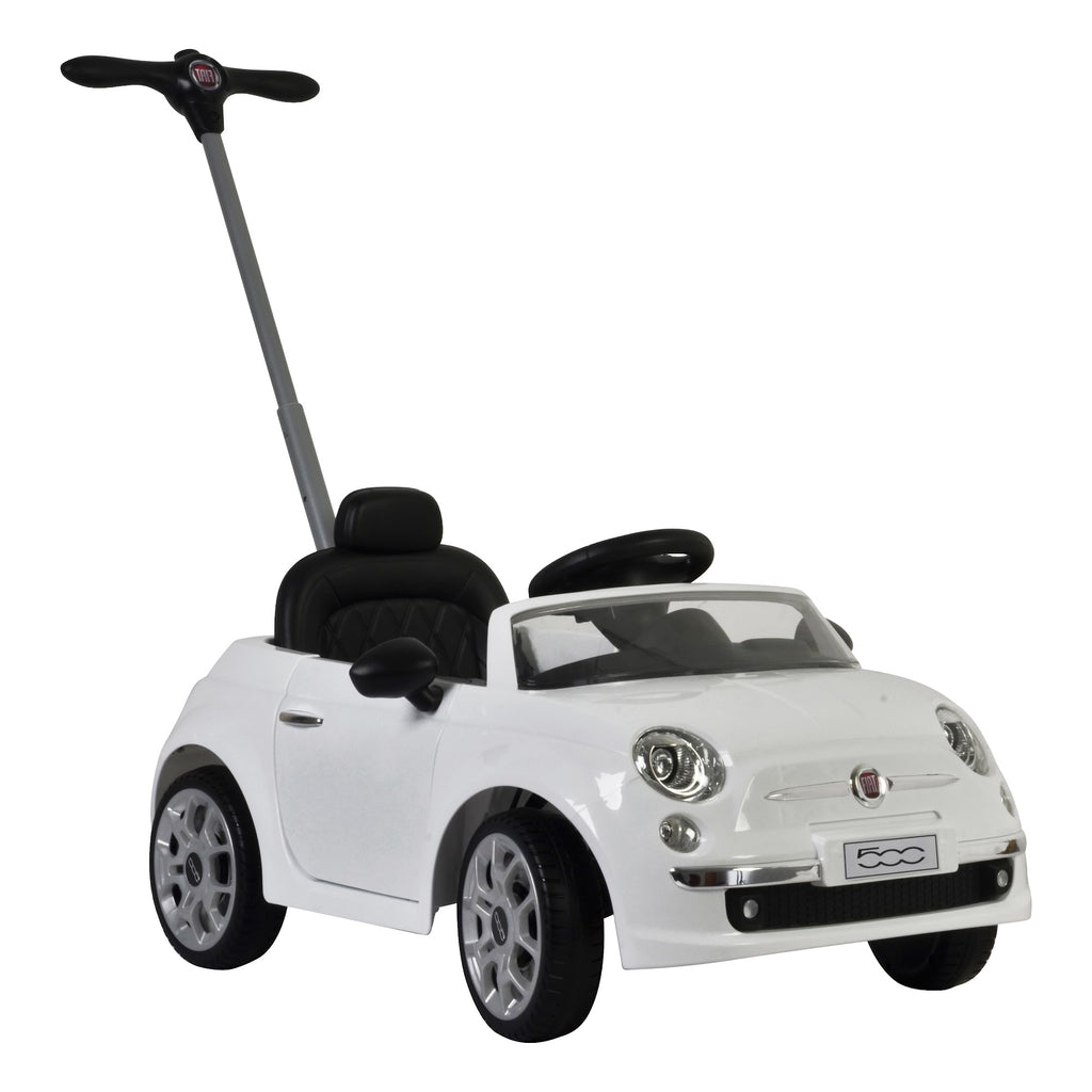 Lovely Baby Fiat 500 Kids Ride-On Push Car with Parental Control Handle - White - alternate angle