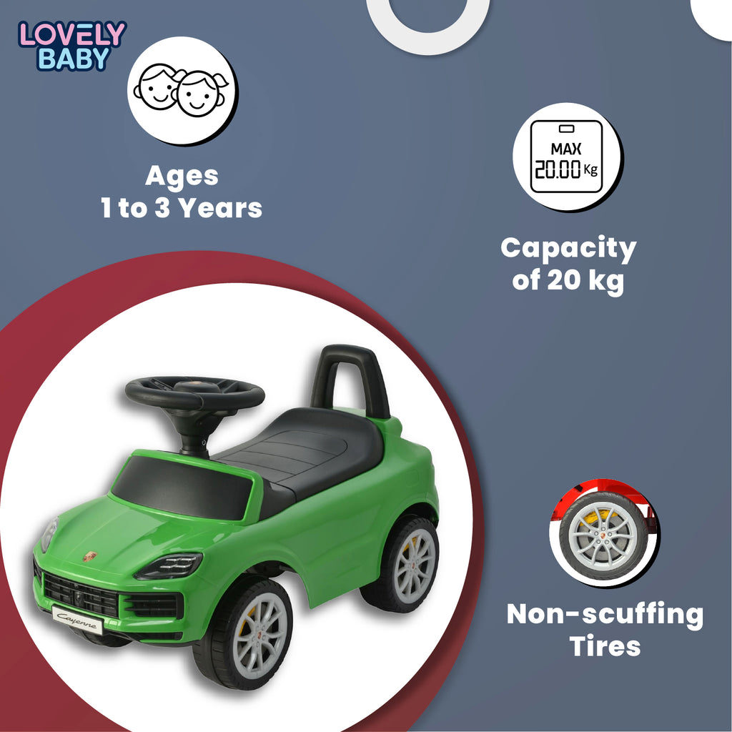 Lovely Baby Porsche Cayenne Kids Ride On Car - Green - lifestyle view