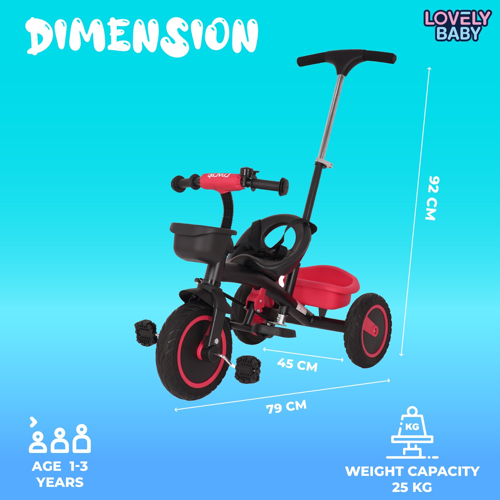 Lovely Baby Lovely Baby - Luv Lap Kids Tricycle - Red - additional view 7