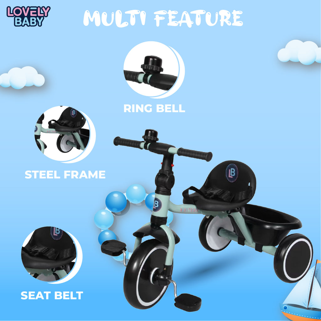 Lovely Baby Lovely Baby Foldable Toddler Tricycle with Seat Belt & EVA Wheels - Red - lifestyle view