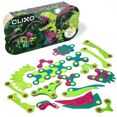 Clixo Dino Adventure Pack - 36 Piece Magnetic Building Set