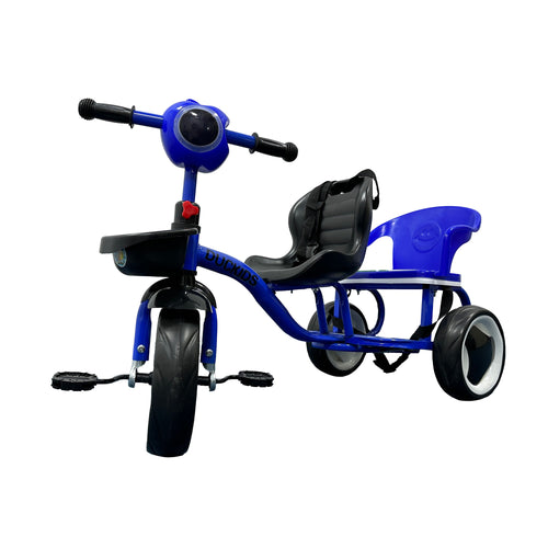 Lovely Baby Lovely Baby 2-Seater Kids Tricycle with Interactive Lights & Music - Blue - alternate angle