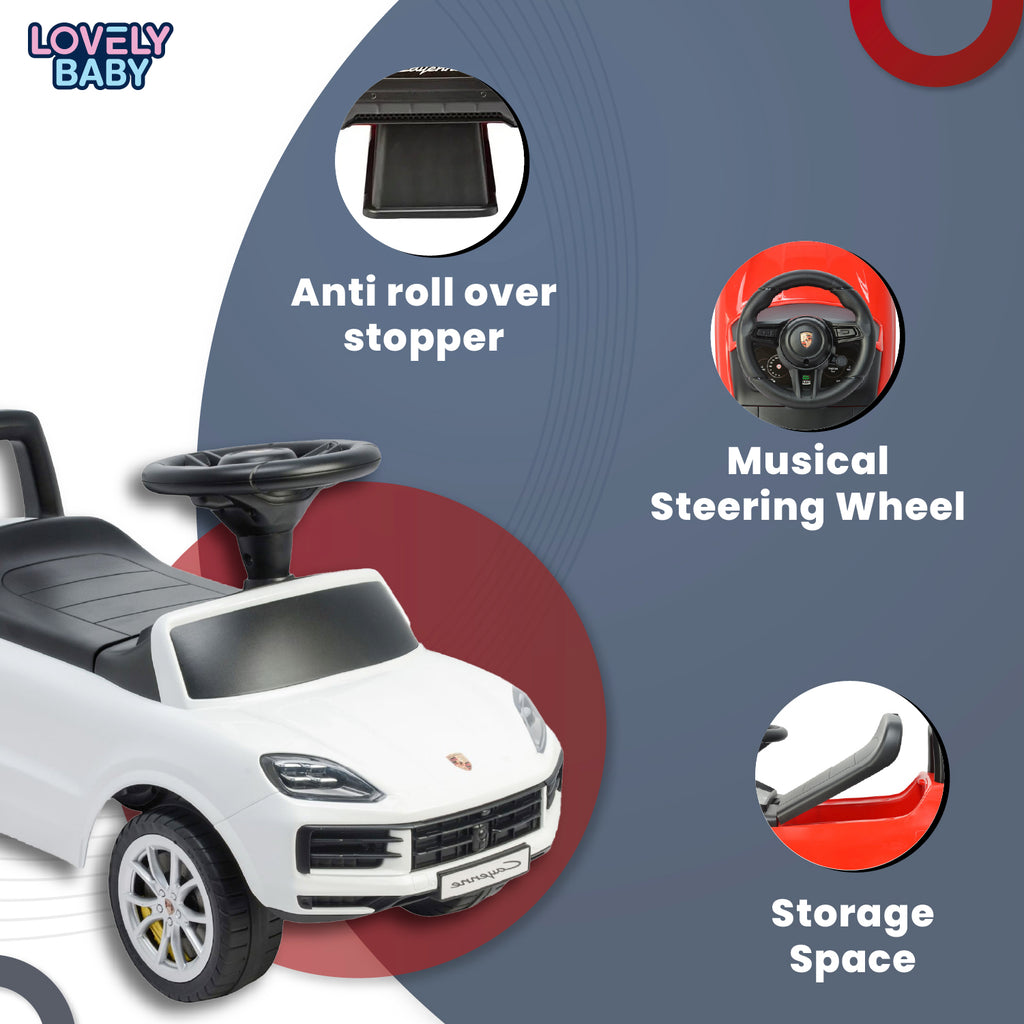 Lovely Baby Porsche Cayenne Kids Ride On Car - White - alternate angle