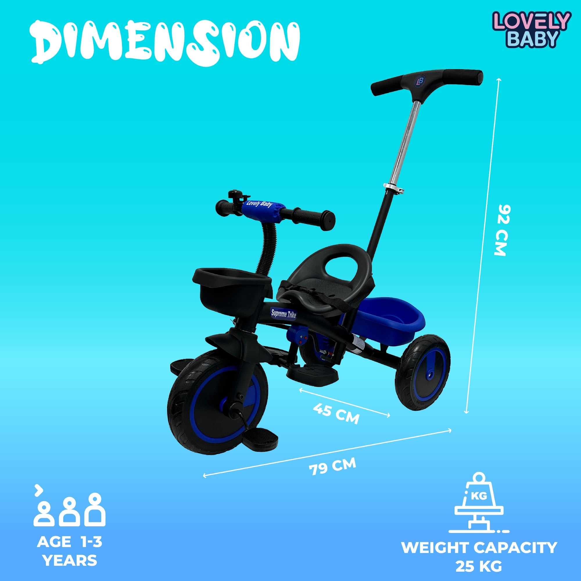 Lovely Baby Lovely Baby - Luv Lap Kids Tricycle - Blue - additional view 8