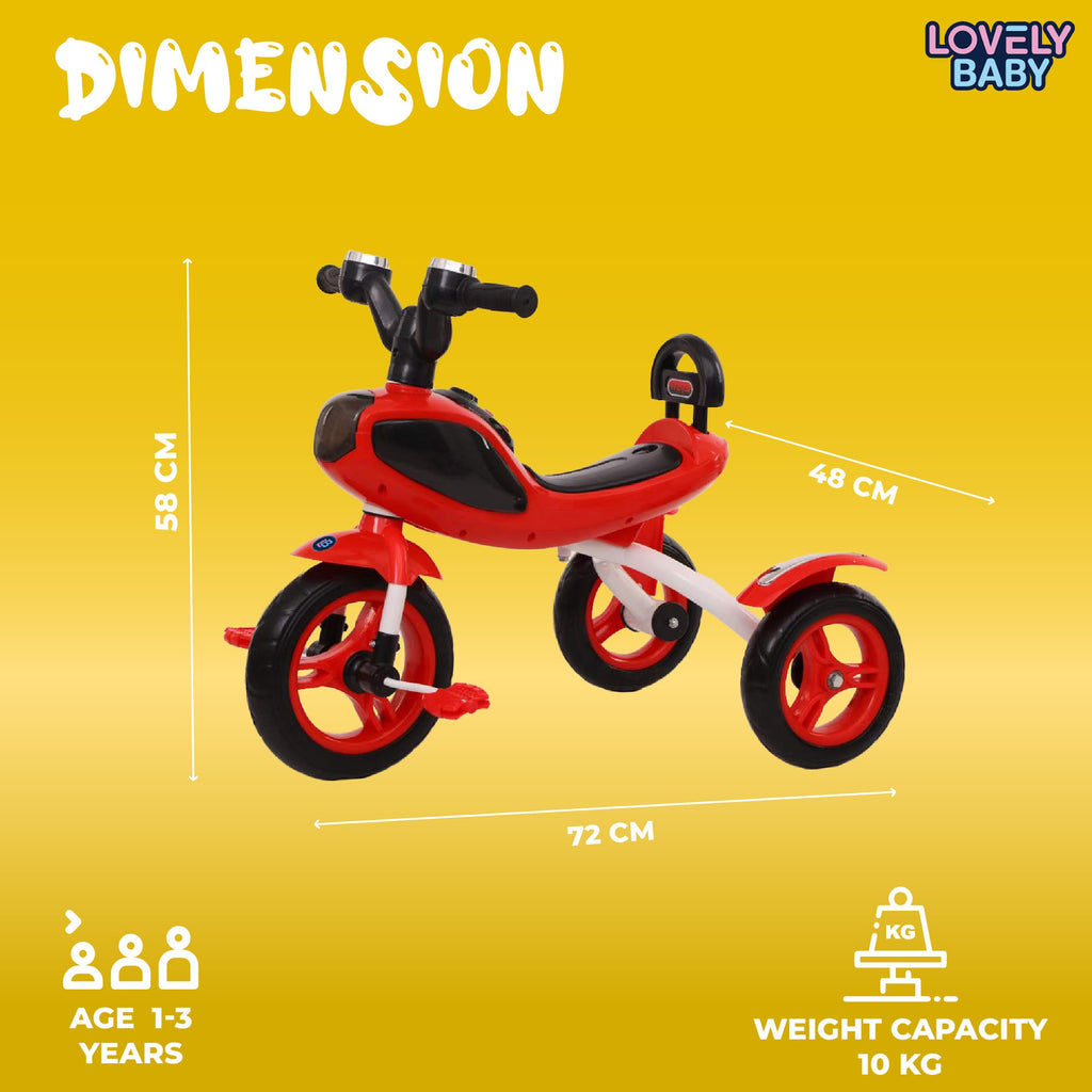 Lovely Baby Lovely Baby Smart Kids Tricycle with Interactive Lights & Music - Red - lifestyle view