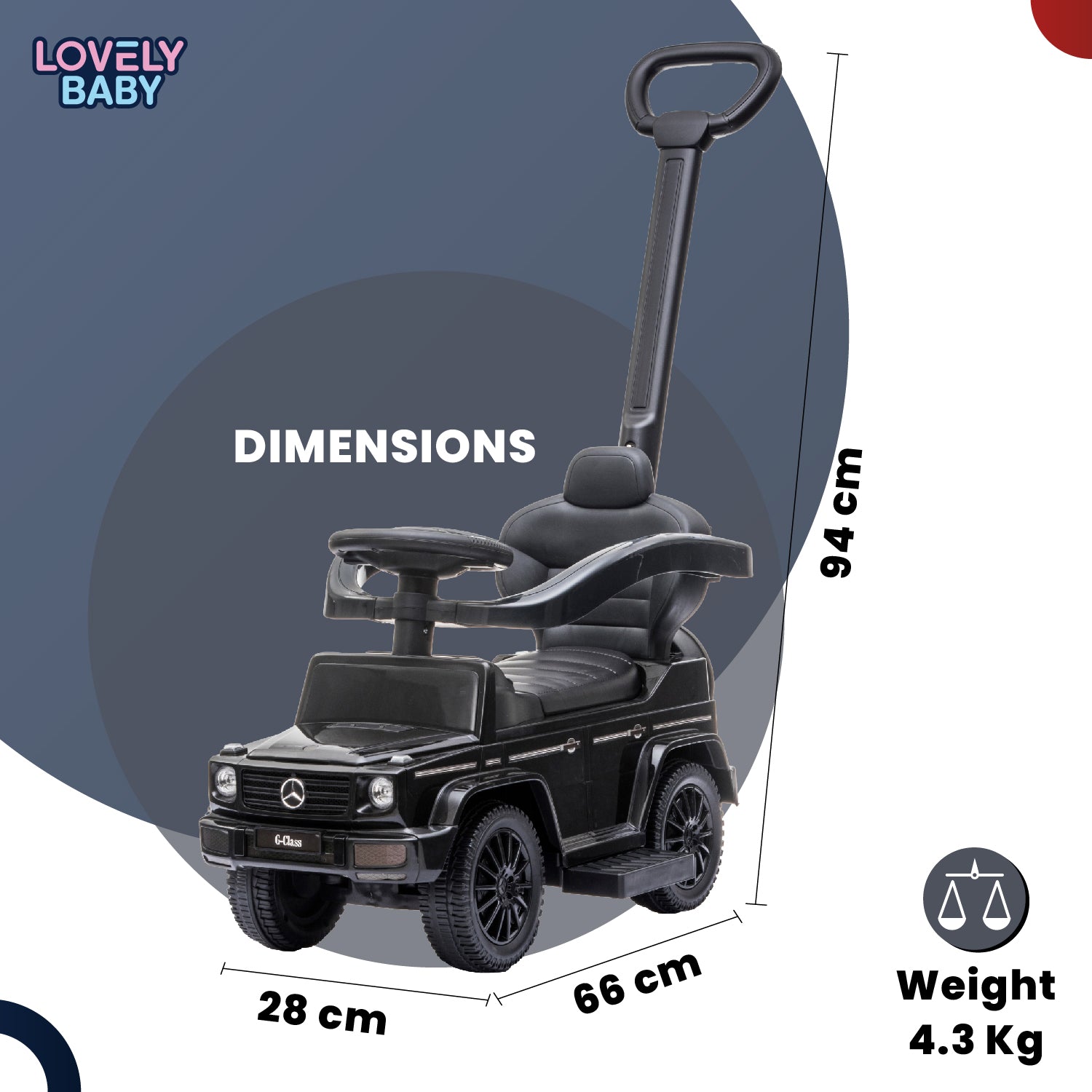 Lovely Baby Mercedes-Benz G-Class Kids Ride-On Push Car - Black - additional view 7