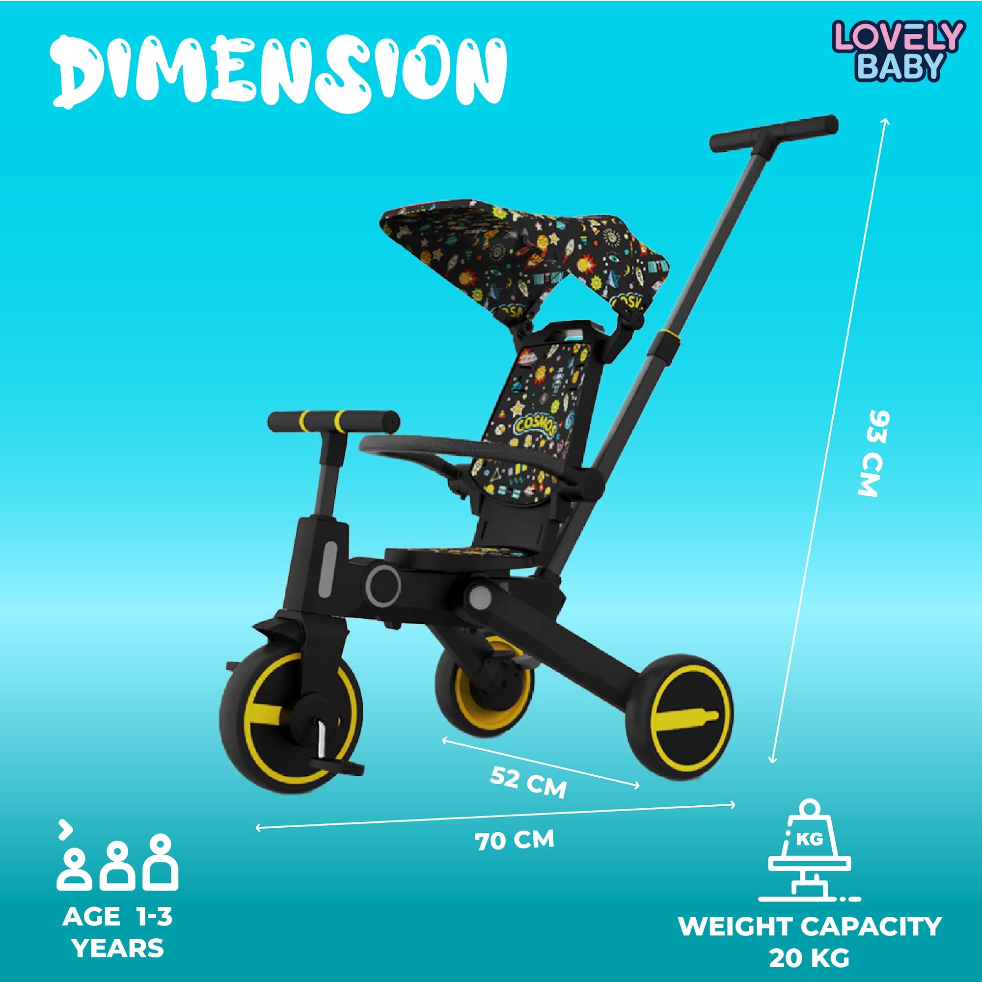 Lovely Baby Lovely Baby 7-in-1 Kids Tricycle - Yellow - additional view 10