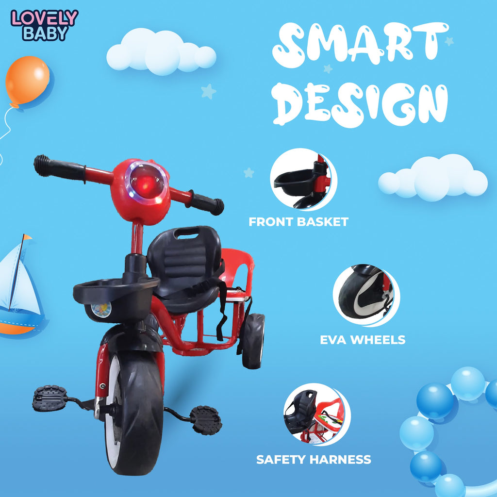 Lovely Baby Lovely Baby 2-Seater Kids Tricycle with Interactive Lights & Music - Red - additional view 7