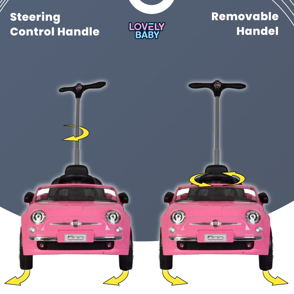 Lovely Baby Fiat 500 Kids Ride-On Push Car with Parental Control Handle - Pink - additional view 7