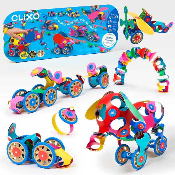 Clixo Wheel Creator Pack - 72 Piece Magnetic Building Set