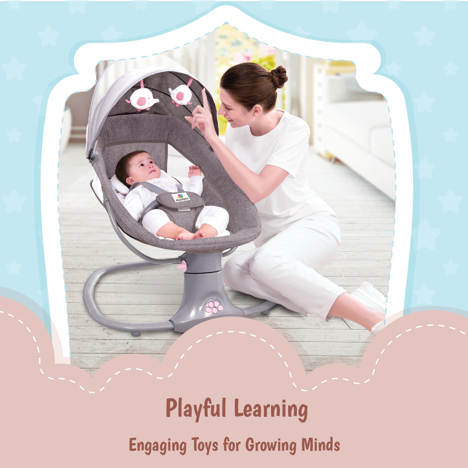 Mastela 3 In 1 Deluxe Multi-Functional Swing & Bassinet - Beige