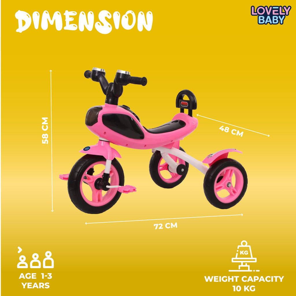 Lovely Baby Lovely Baby Smart Kids Tricycle with Interactive Lights & Music - Pink - lifestyle view