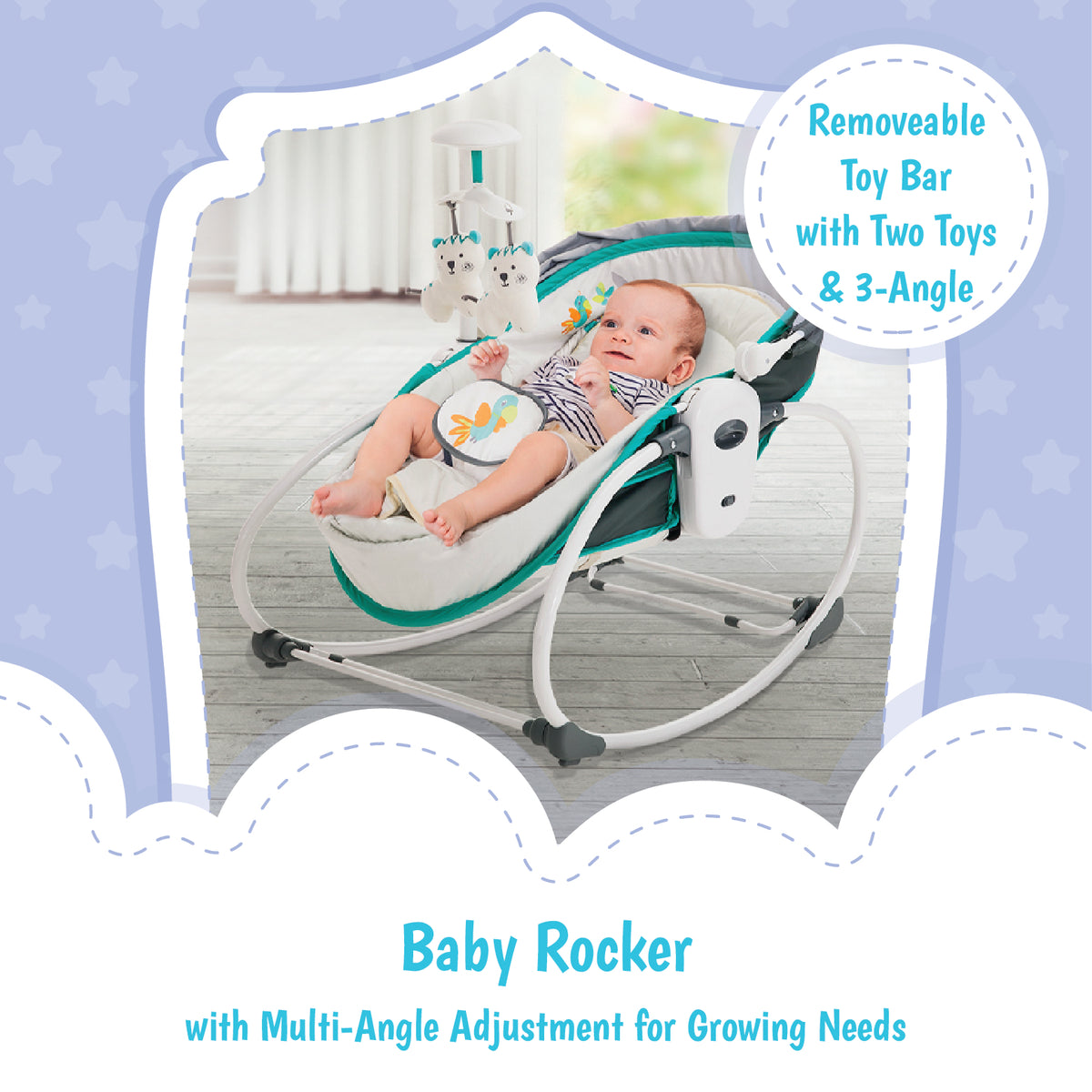 Mastela 5 In 1 Rocker & Bassinet for Infants - Green