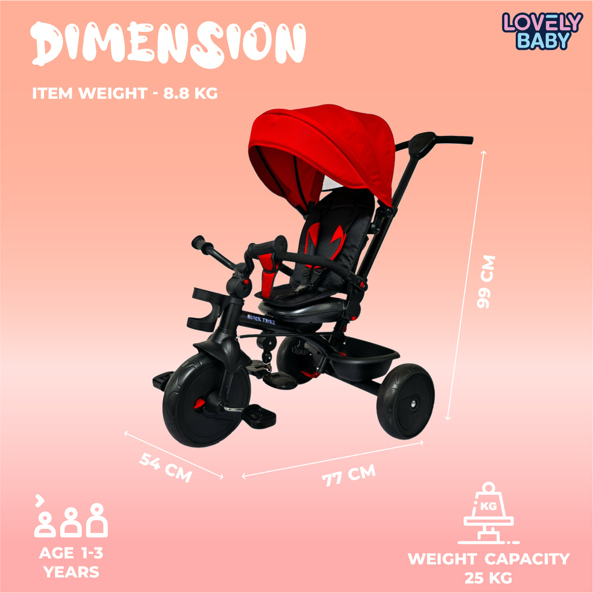 Lovely Baby Lovely Baby Kids Quick Trike - Grey - additional view 5