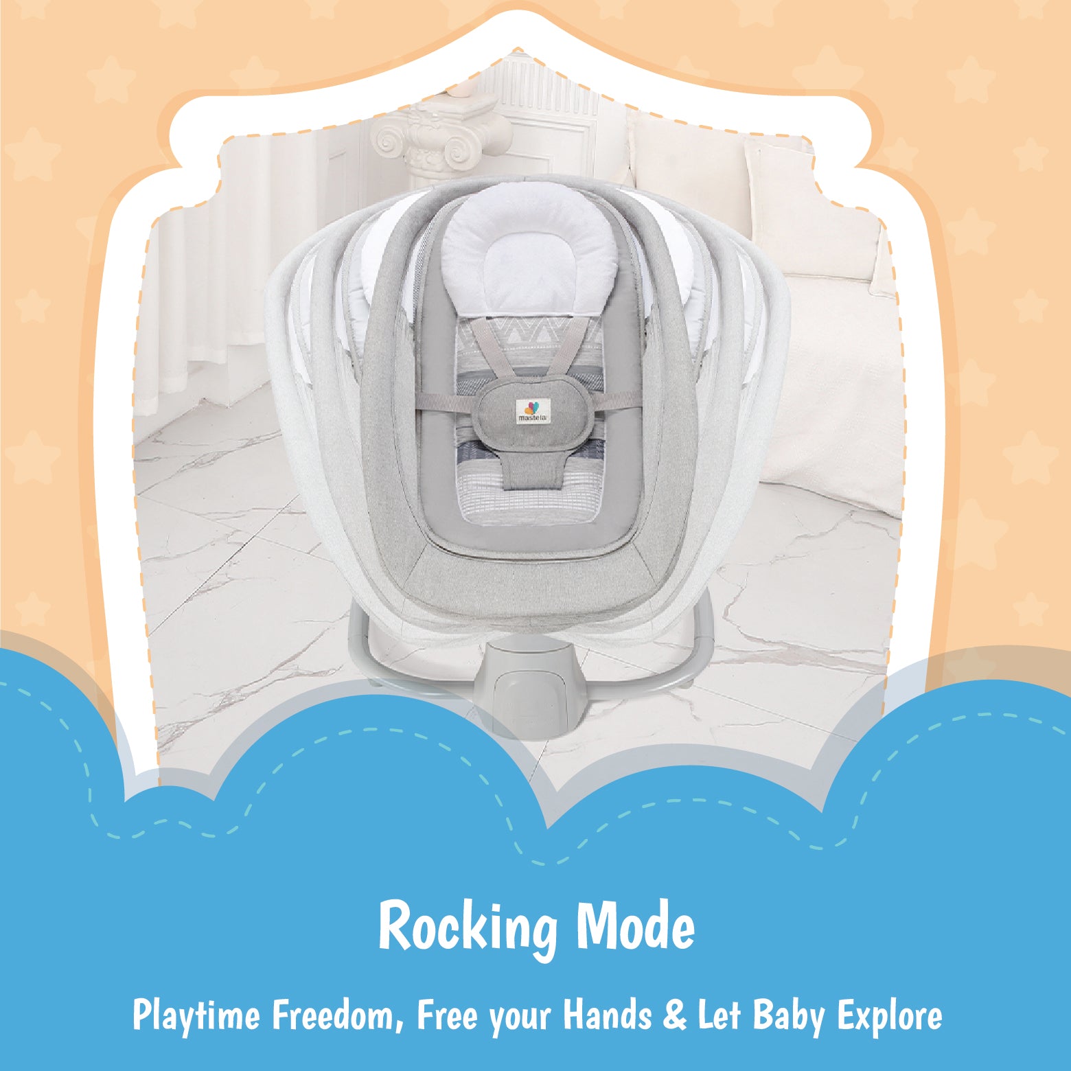 Mastela 4-in-1 Baby Rocking Chair - Light Grey