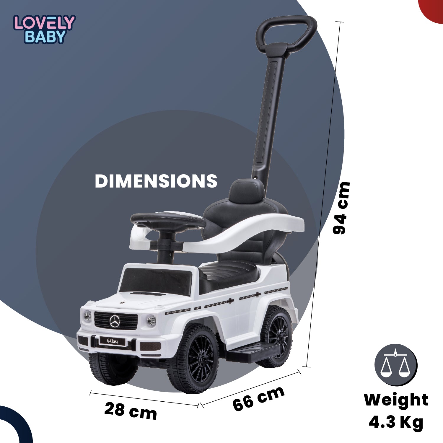 Lovely Baby Mercedes-Benz G-Class Kids Ride-On Push Car - White - additional view 7