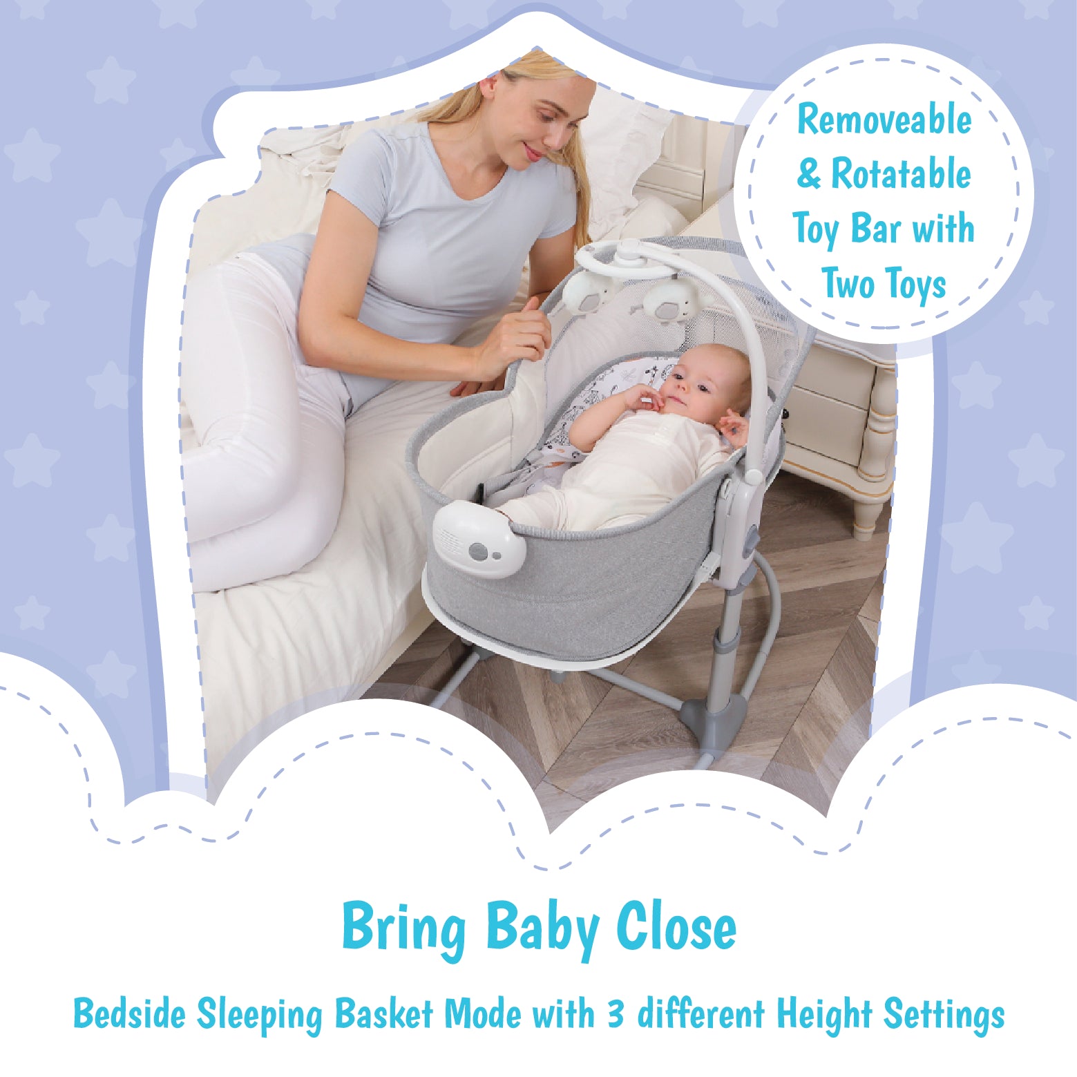 Mastela 6-in-1 Deluxe Multi-Functional Bassinet - Grey