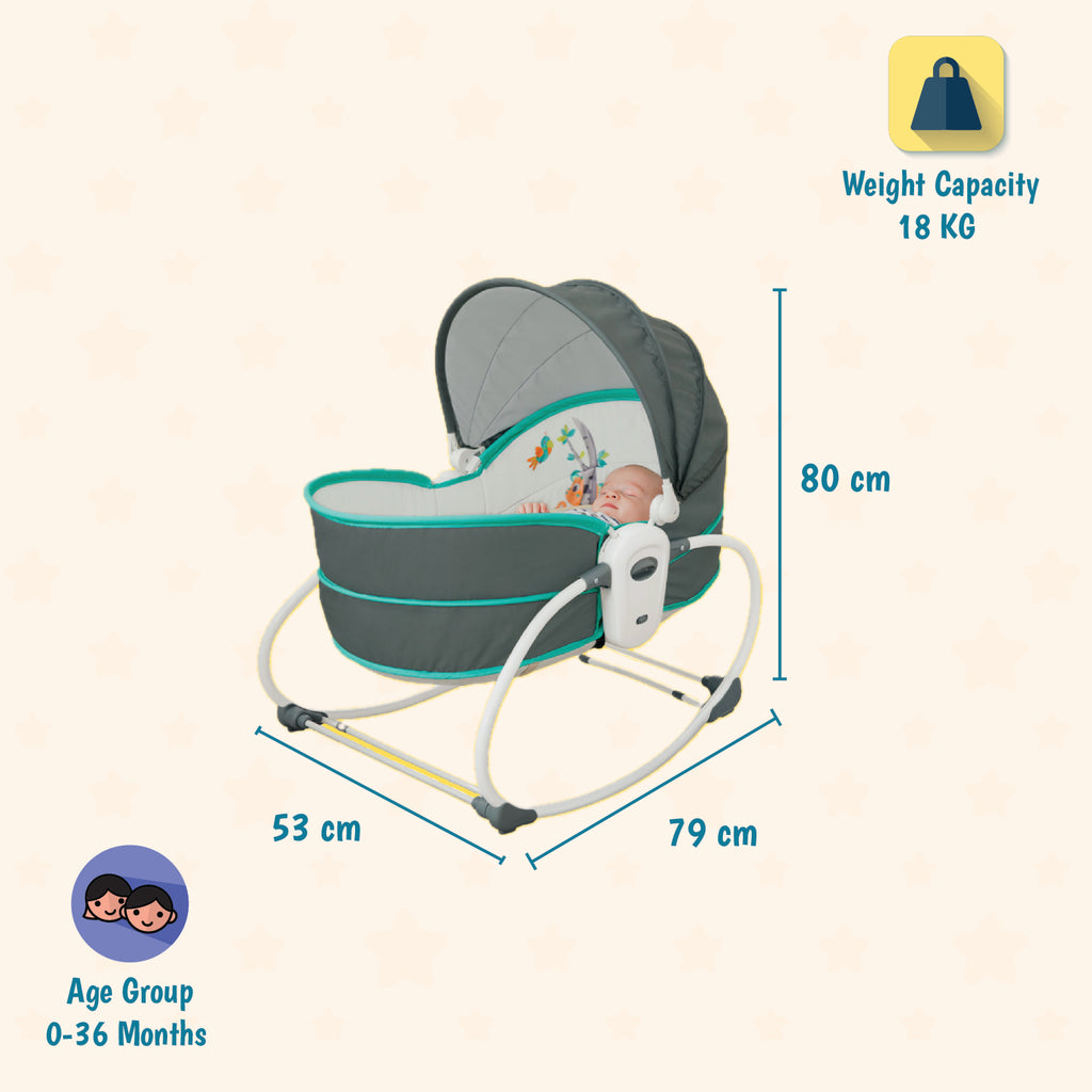 Mastela 5 In 1 Rocker & Bassinet for Infants - Green