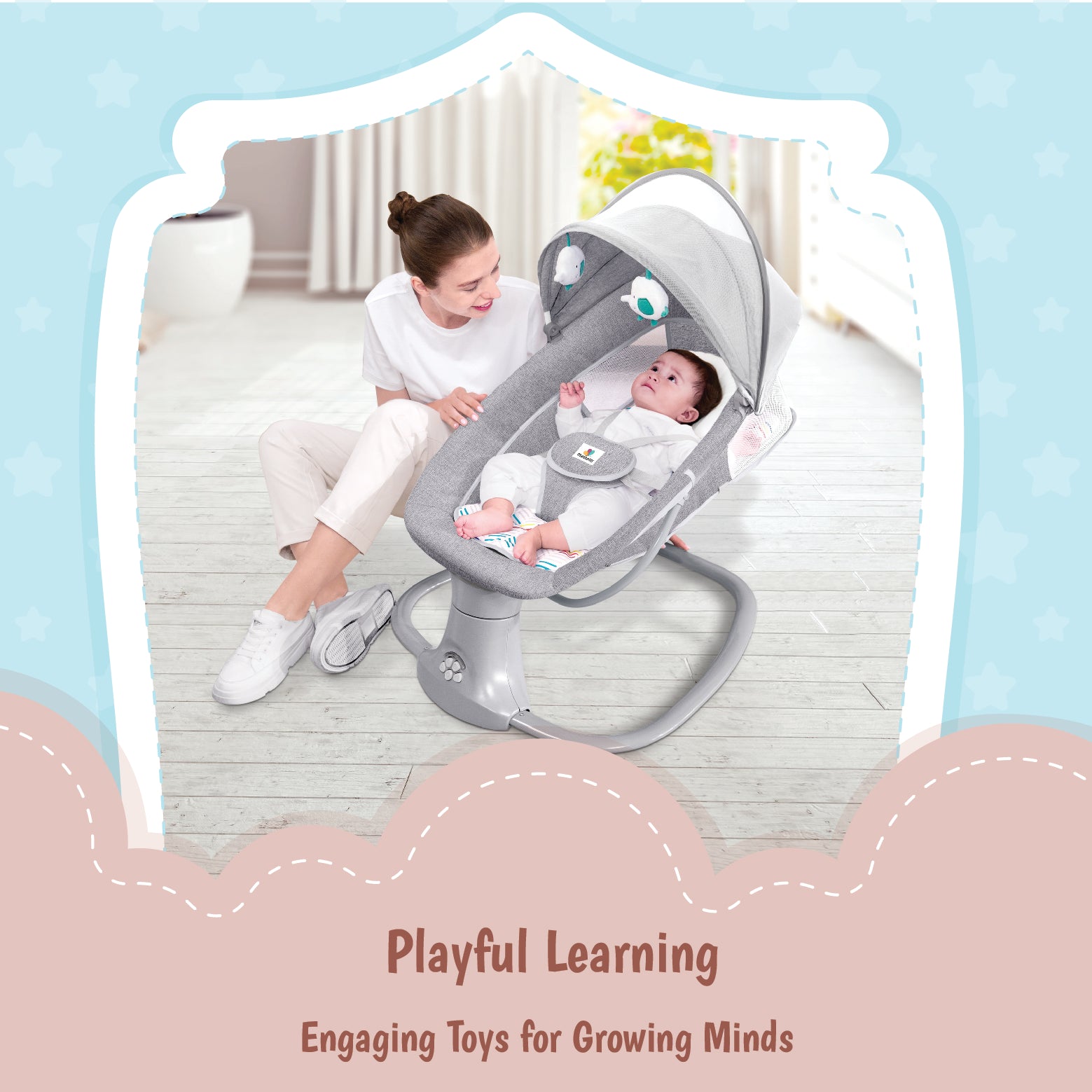 Mastela 3 In 1 Deluxe Multi-Functional Swing & Bassinet - Grey