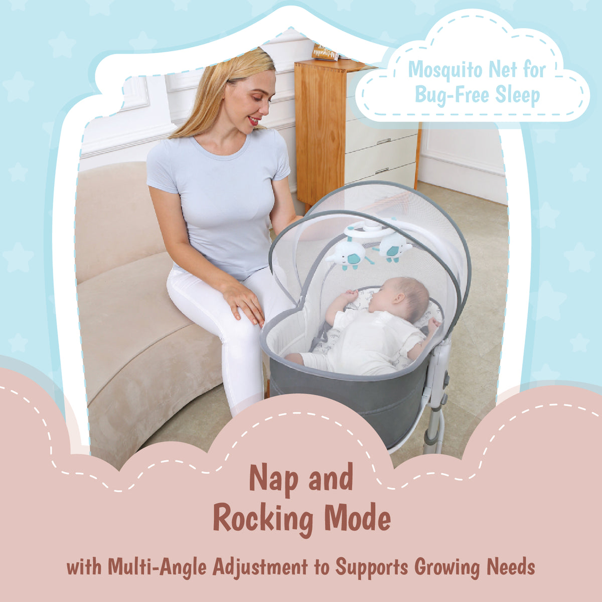 Mastela 6-in-1 Deluxe Multi-Functional Bassinet - White