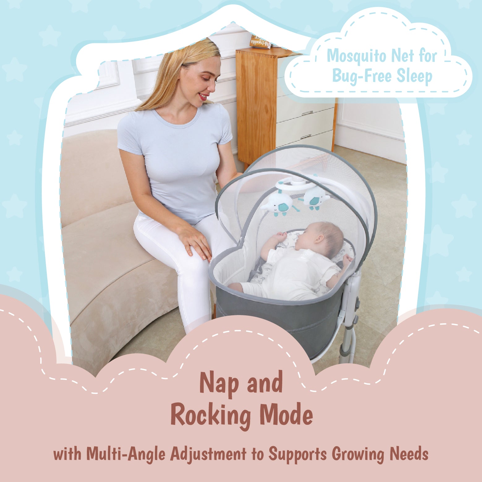 Mastela 6-in-1 Deluxe Multi-Functional Bassinet - White