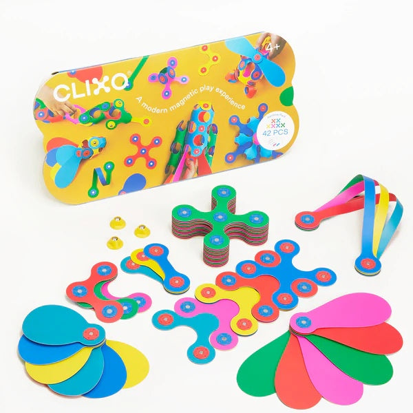 Clixo Rainbow Pack - 42 Piece Magnetic Building Set