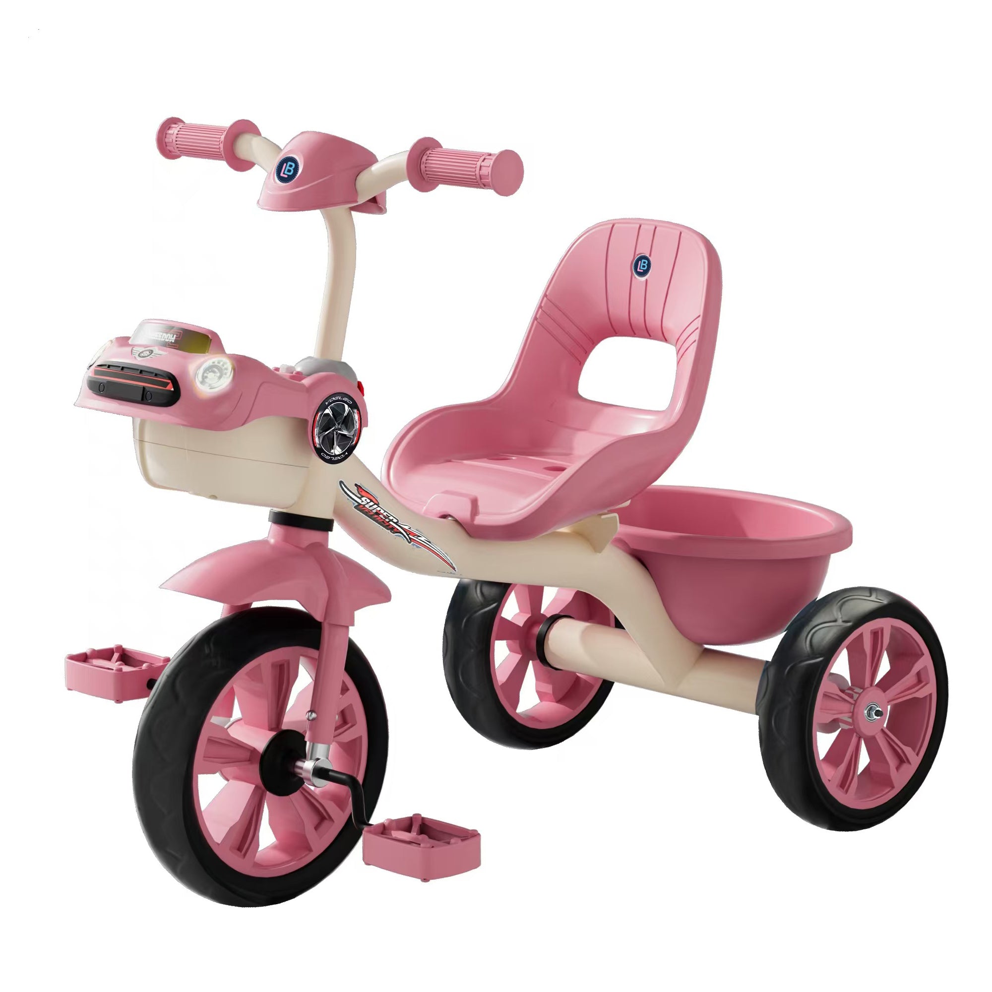 Lovely Baby Lovely Baby Smart Kids Tricycle with Interactive LED Lights, Music & Dual Storage - Pink - product hero