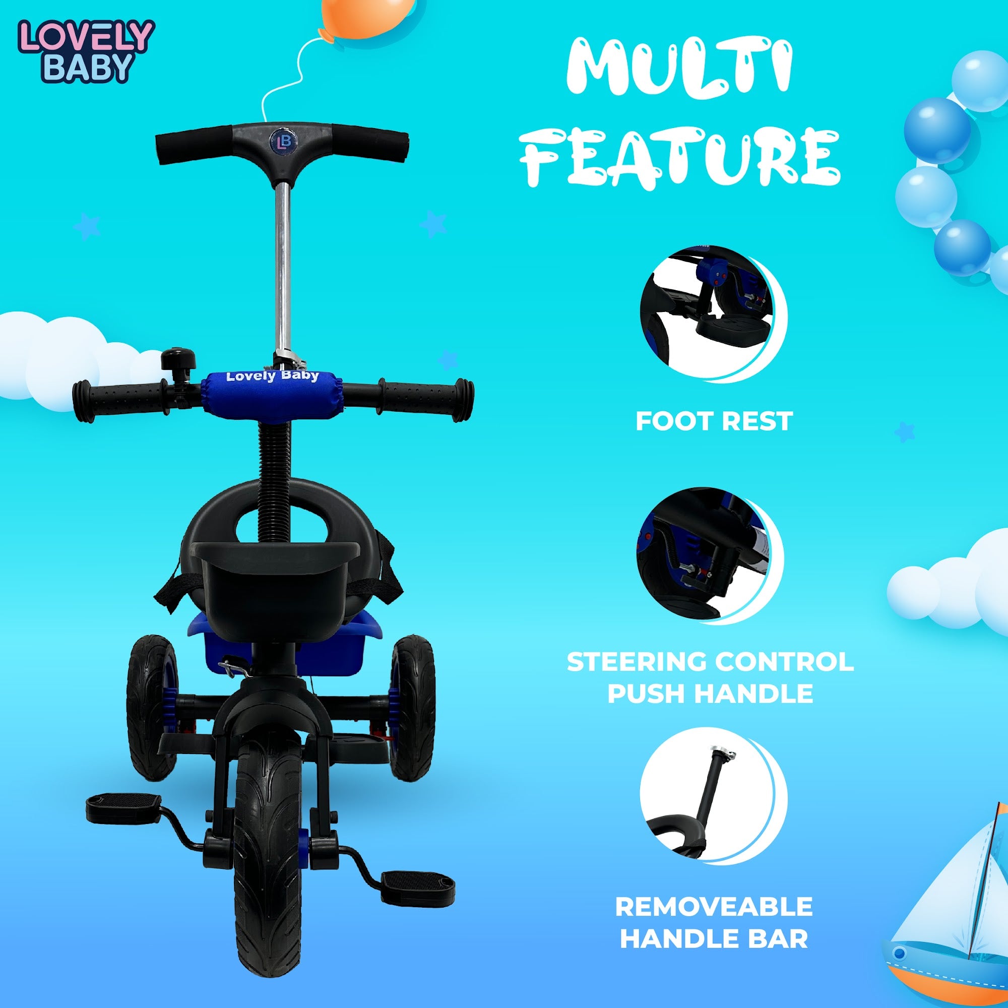 Lovely Baby Lovely Baby - Luv Lap Kids Tricycle - Blue - additional view 7