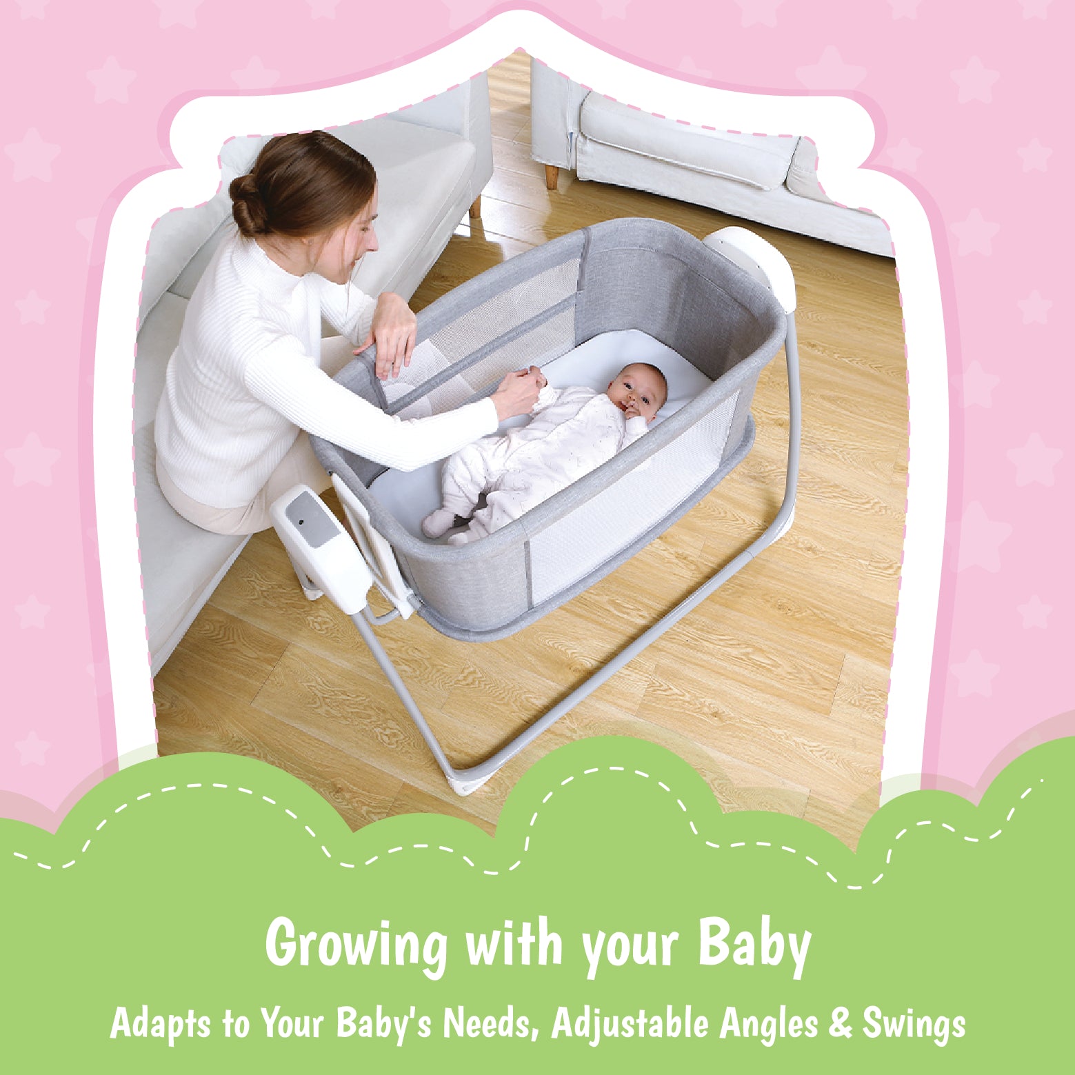 Mastela Deluxe 4 in 1 Bassinet - Grey