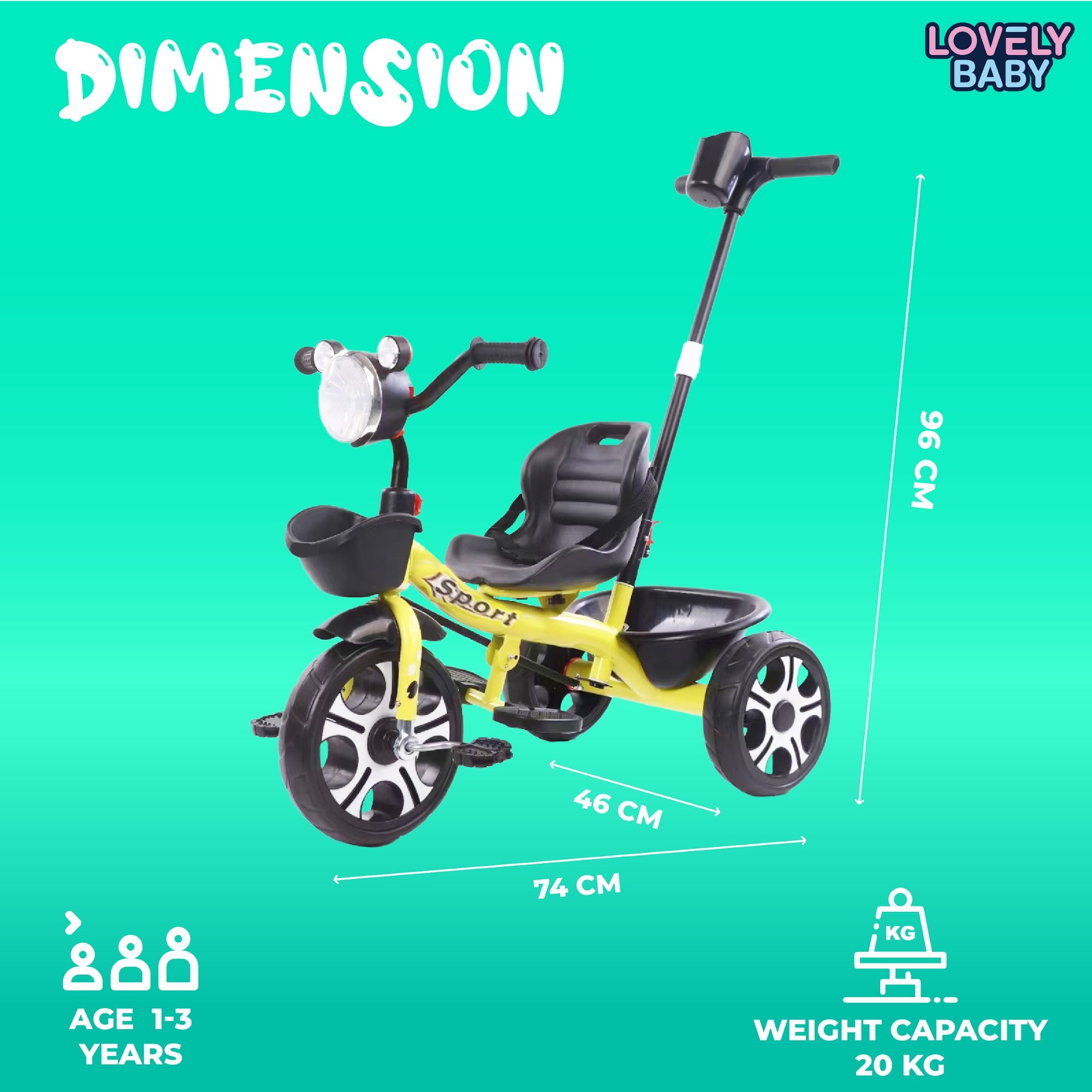 Lovely Baby Lovely Baby Kids Smart Tricycle - Yellow - additional view 5