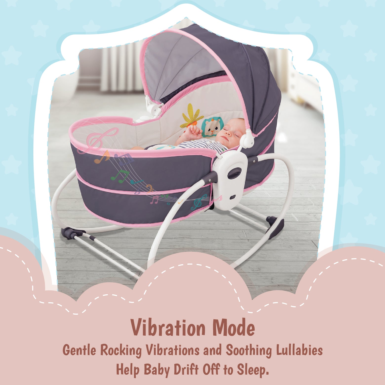 Mastela 5 In 1 Rocker & Bassinet for Infants - Pink