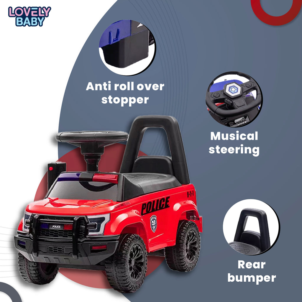 Lovely Baby Lovely Baby Police Patrol Kids Ride-On Push Car - Red - lifestyle view