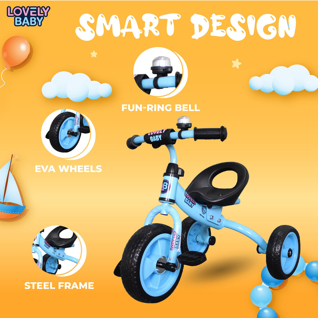 Lovely Baby Lovely Baby Ergonomic Toddler Tricycle with Durable Steel Frame - Blue - alternate angle