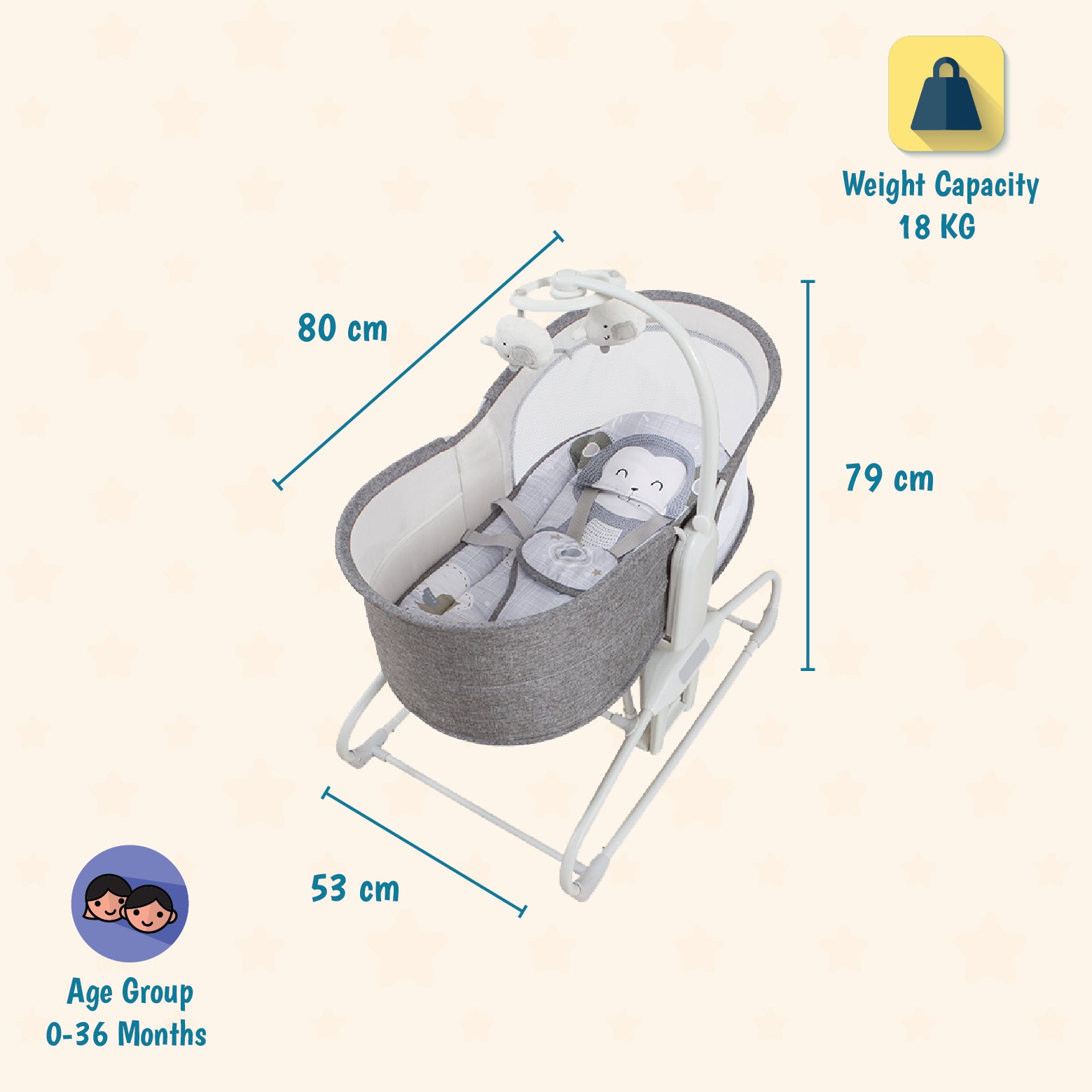 Mastela 4-in-1 Swing & Bassinet - Monkey