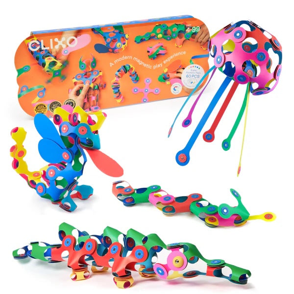 Clixo Super Rainbow Pack - 60 Piece Magnetic Building Set