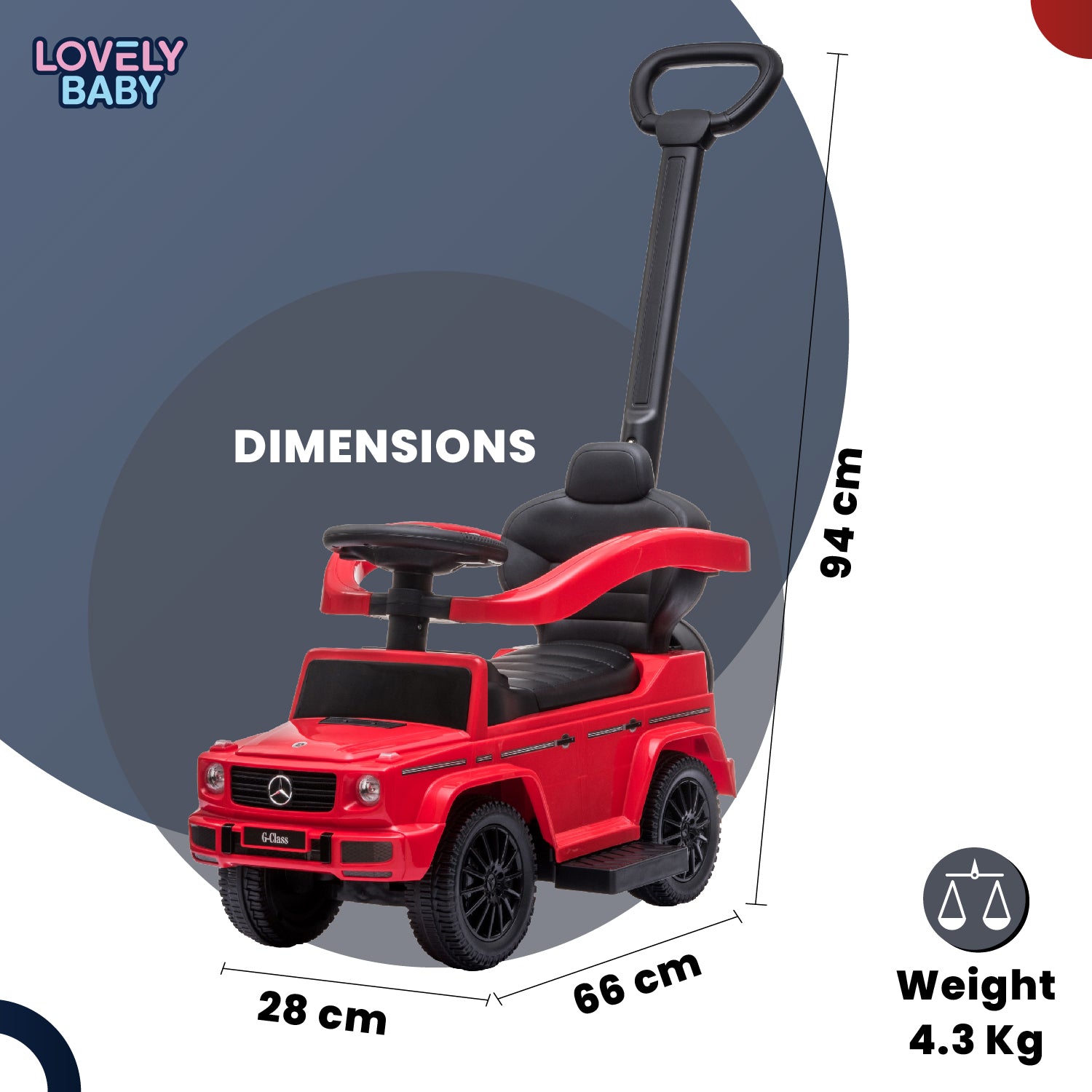 Lovely Baby Mercedes-Benz G-Class Kids Ride-On Push Car - Red - additional view 8