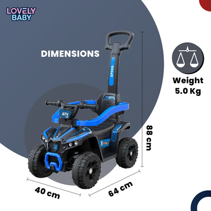 Lovely Baby Lovely Baby Kids Ride-On ATV Push Car - Blue - dimensions and contents