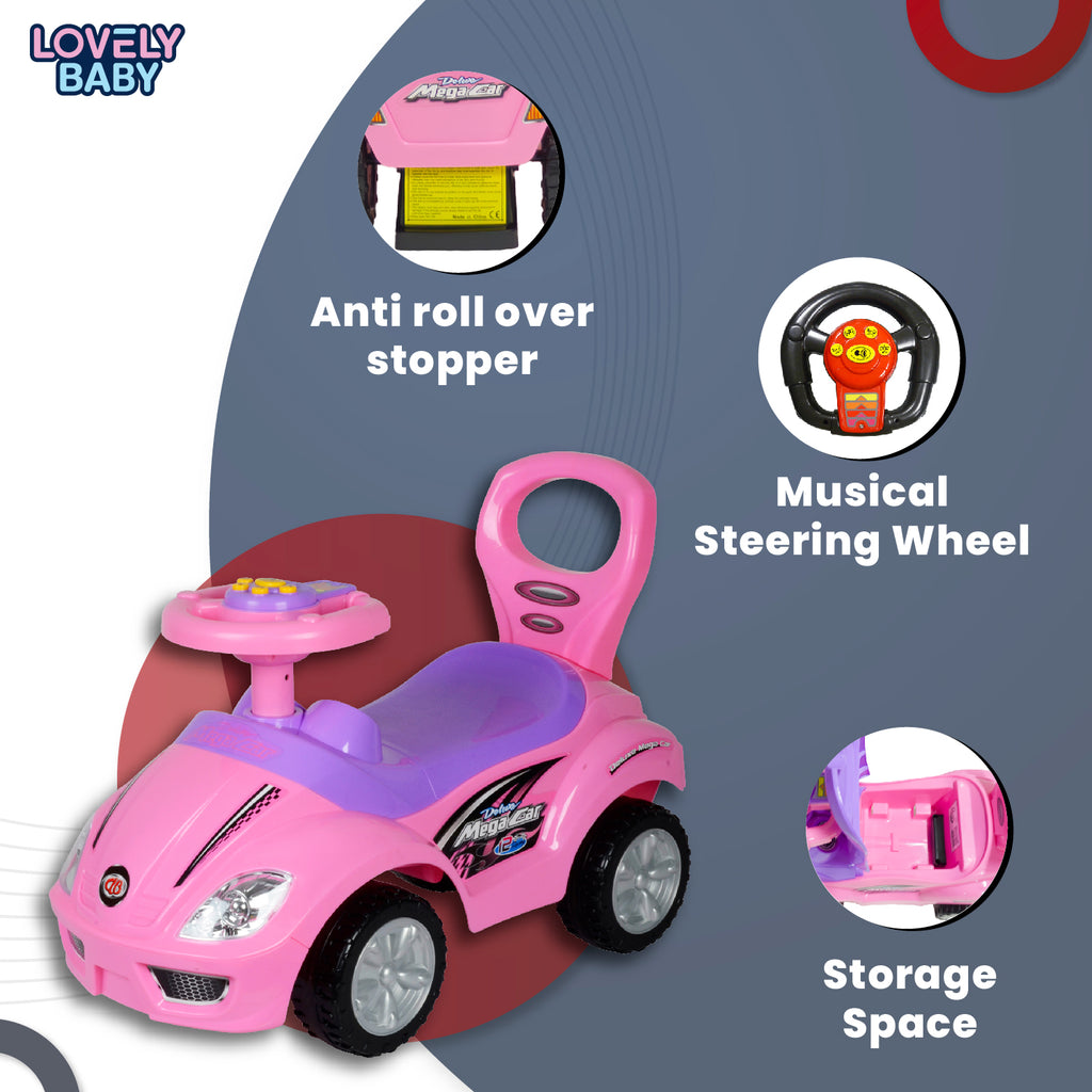Lovely Baby Lovely Baby Deluxe Mega Kids Push Car - Yellow - alternate angle